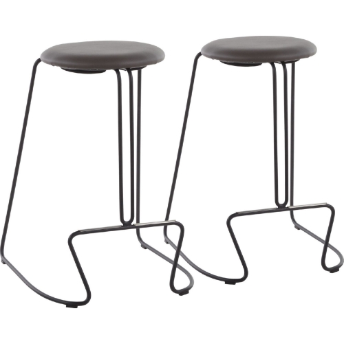 Finn 26" Counter Stool in Grey Leatherette & Black Steel (Set of 2)